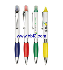 Top selling promotional click ballpen with highlighter