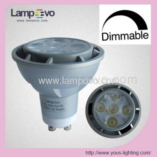 Dimmable Dim light 230V GU10 5W 400LM Aluminum LED SPOTLIGHT