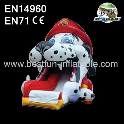 21' Fire Dog Inflatable Big Mouth Slide