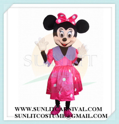 pink dress minnie mouse mascot costume
