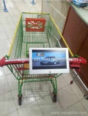 10" shopping trolleys advertising,lcd media cart,supermarket trolley lcd advertising screen,digital display monitor