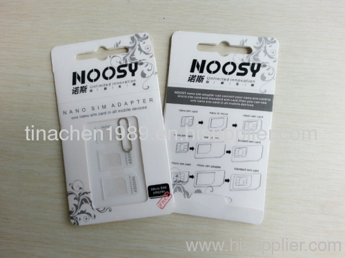 High Quality NOOSY 3 in 1 Nano SIM Adapter for iPhone5, micro sim adapter