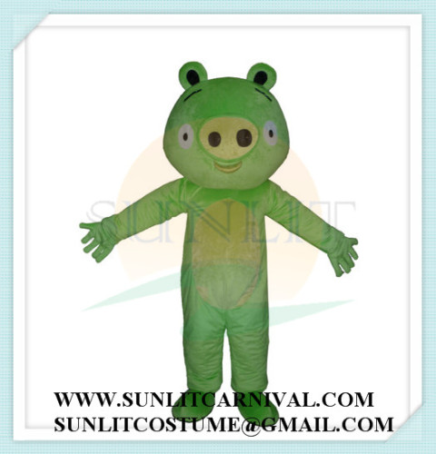 small head green pig mascot costume from angry bird