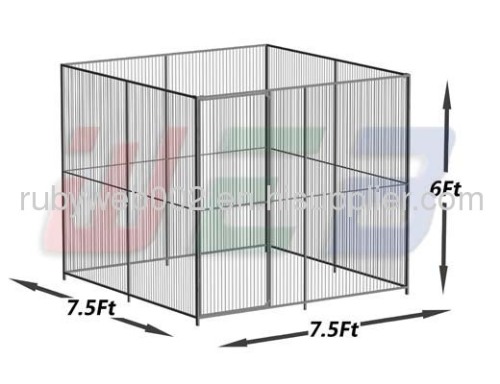 7.5' x 7.5' x 6' round bar dog kennels