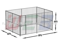 8' x 6' x 4' round bar dog kennels