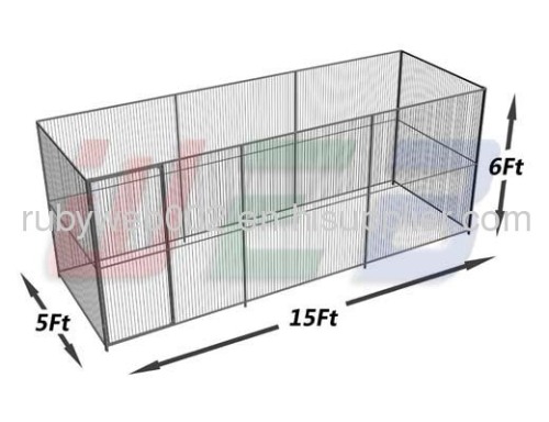 15' x 5' x 6' round bar dog kennels