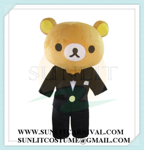 rilakkuma bear mascot costume with black suit