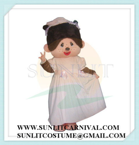 monchhichi monkey mascot costume with dress