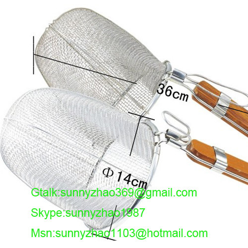 Stainless steel noodle strainer with wooden handle 