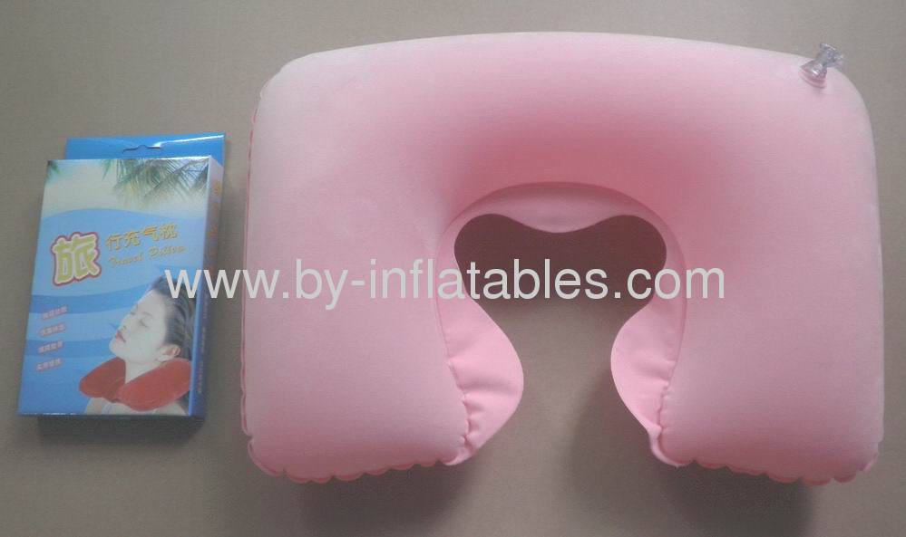 PVC flocking inflatable travel pillow