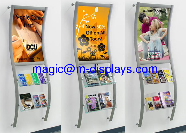 Wall-mounted aluminum brochure stand