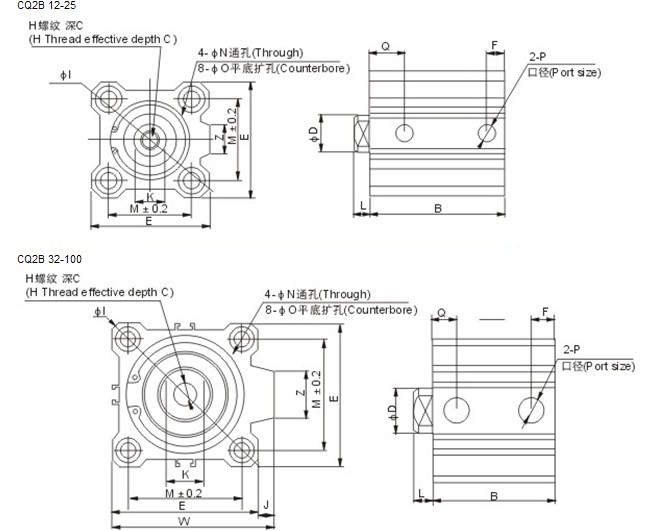 airtac compact cylinder small bore air cylinder female thread airtac pneumatic cylinder CQ2