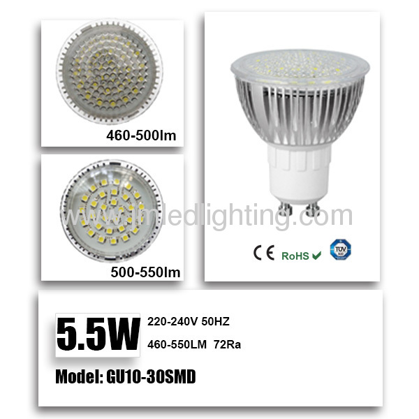 GU10 LED SPOT LIGHTS 5.5W 30SMD DAY WHITE