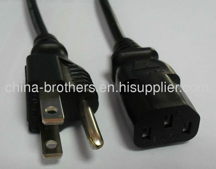 American three pin plug with UL standard power cord SJT 10AWG/3C