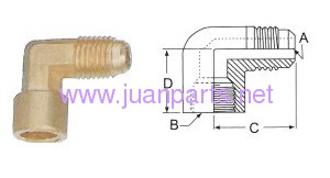 Brass pipe fitting, 90 Degree Elbow, External Flare to Internal Flare,