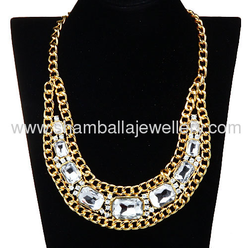 wholesale exaggerated design costume big crystal bib collar Necklace