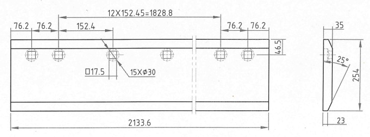 4T8316G B35 Grader Blade (5/8bolts)