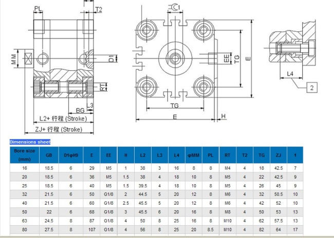 round tube feston air compact cylinder ADVU series 