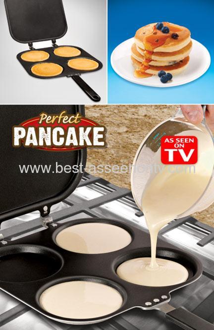 Perfect quick 4 four holes cups / circles / rounds carbon steel fluffy pancake maker pan as seen on TV