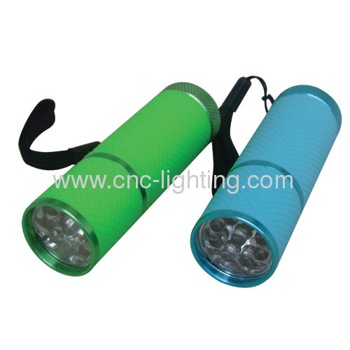 Aluminium Shockproof and water resistant 9 LEDs flashlight