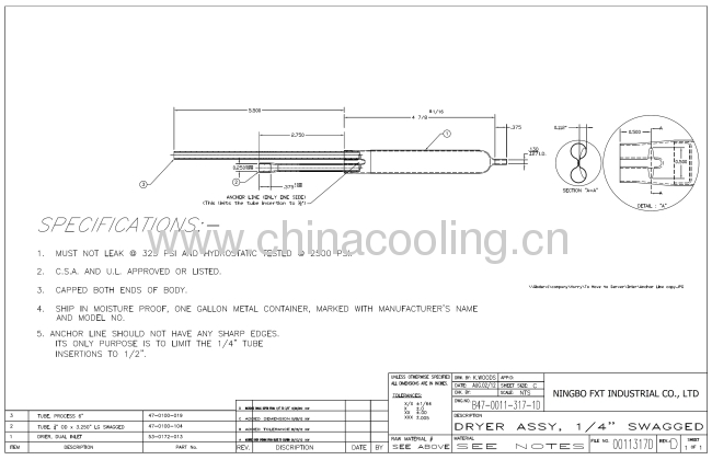 drier assemblies copper filter drier