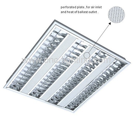 T5 recessed, embedded grill light fixture