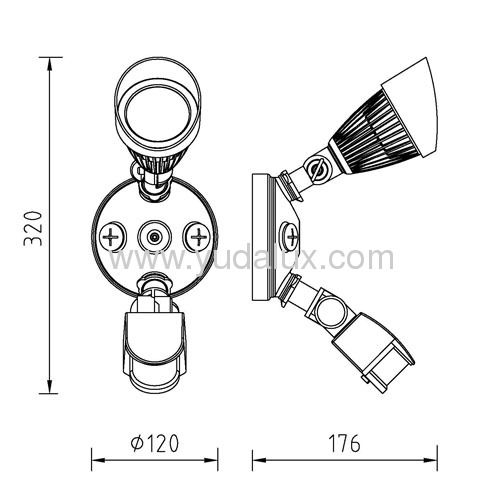 80 develed single head led light with PIR-sensor