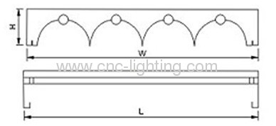 surface mounted T8 grille light fixture with louver and parabolic reflector.