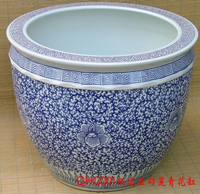 blue and white porcelain flower pot