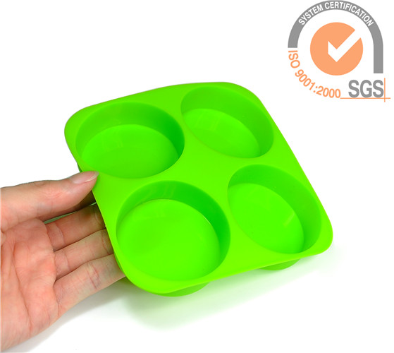 Fashion 4cupsSilicone cake mold tray in Green Color