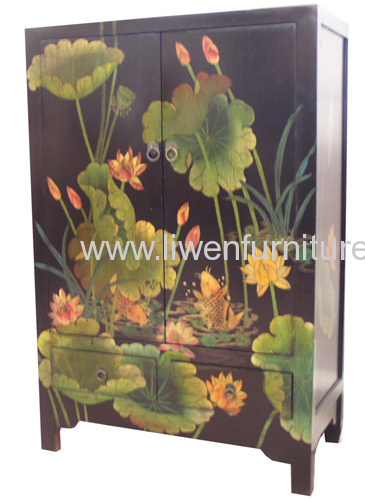 Reproduction painted water lily cabinets