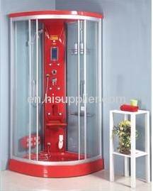 red glass wall shower rooms 
