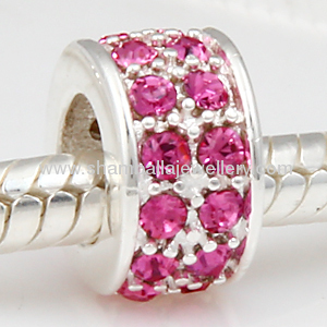 Wholesale Large hole European crystal silver spacer charm beads