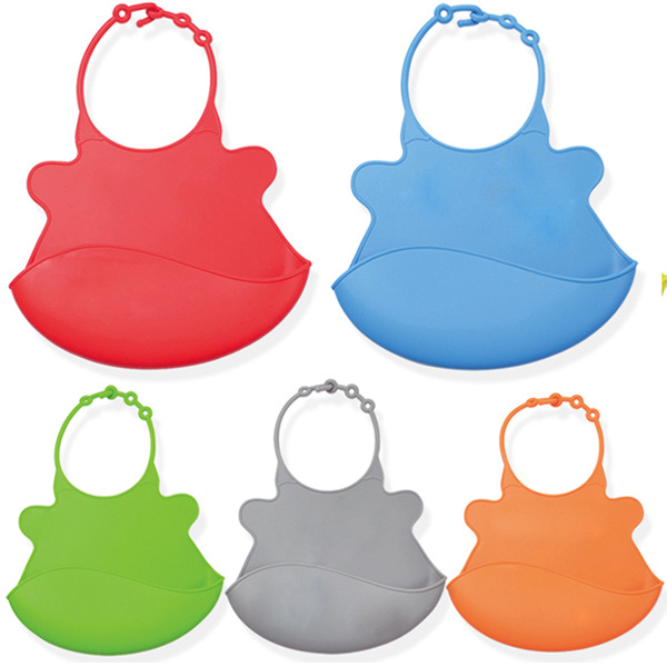 Fashionable soft Silicone Bibs with crumb catcher for Baby bib