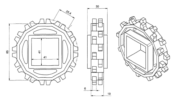 2500series conveyor sprocket 12teeth 25.4mm pitch