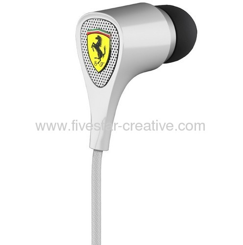 Ferrari by Logic3 Scuderia S100 White In-Ear Headphones with Inline Microphone for Smart Phones