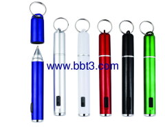 Promotional ballpen with LED flashlighter and keychain