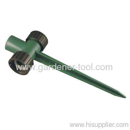 Plastic two way garden sprinkler spike