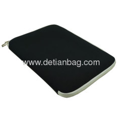 13.3 cheap black neoprene laptop sleeve with white zipper