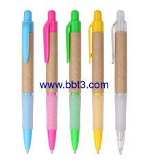 Promotional eco ballpen with rubber grip and plastic clip