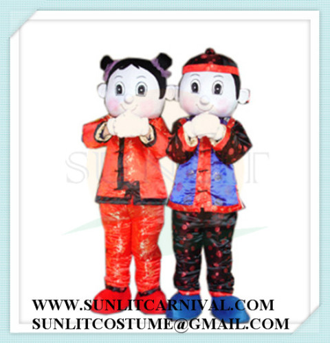 china boy and girls mascot costume