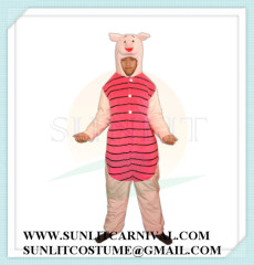 piglet open face mascot costume