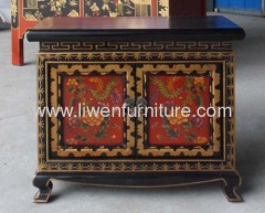 Tibetan painted bedside cabinet