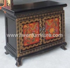 Tibetan painted bedside cabinet
