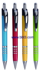 Plastic promotional ballpoint pen with double clip