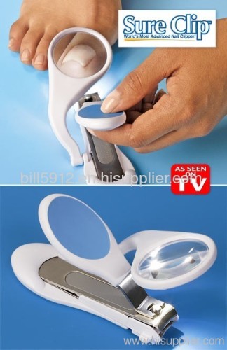 Sure clip nail clip with magnifier