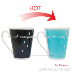 V shape porcelain color changing mug