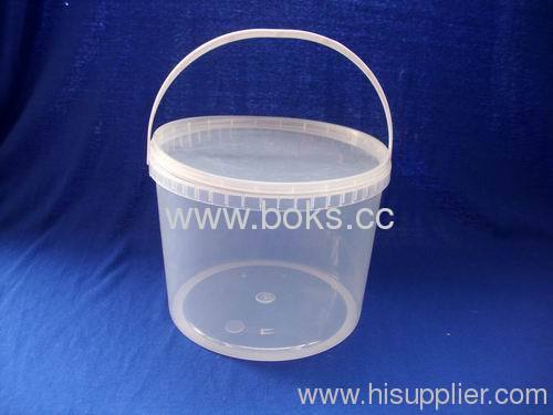 2013 white transparent plastic buckets with handle and lids