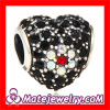 wholesale Big hole sterling pave crystal flower charm rhinestone heart beads