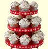 3 Tier Red Round Cupcake Display Stand For Displaying Cake Goods